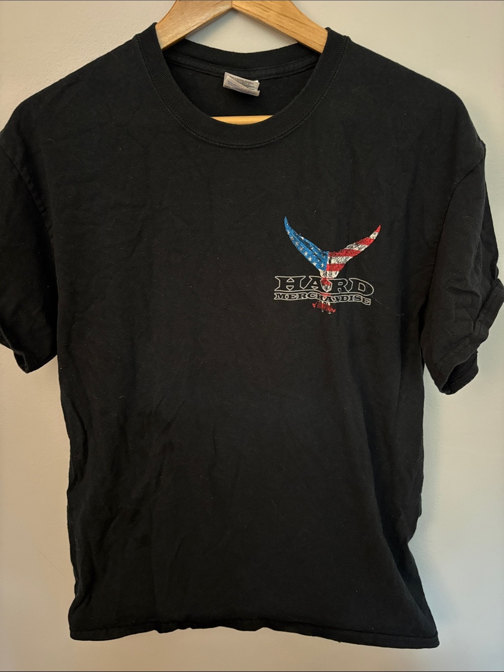 Black Short-Sleeve Tee with Flag Emblem
